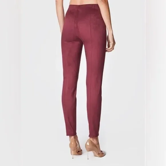 GUESS Women's Maya Faux Suede Leggings pants size L Bordeaux - Picture 6 of 15
